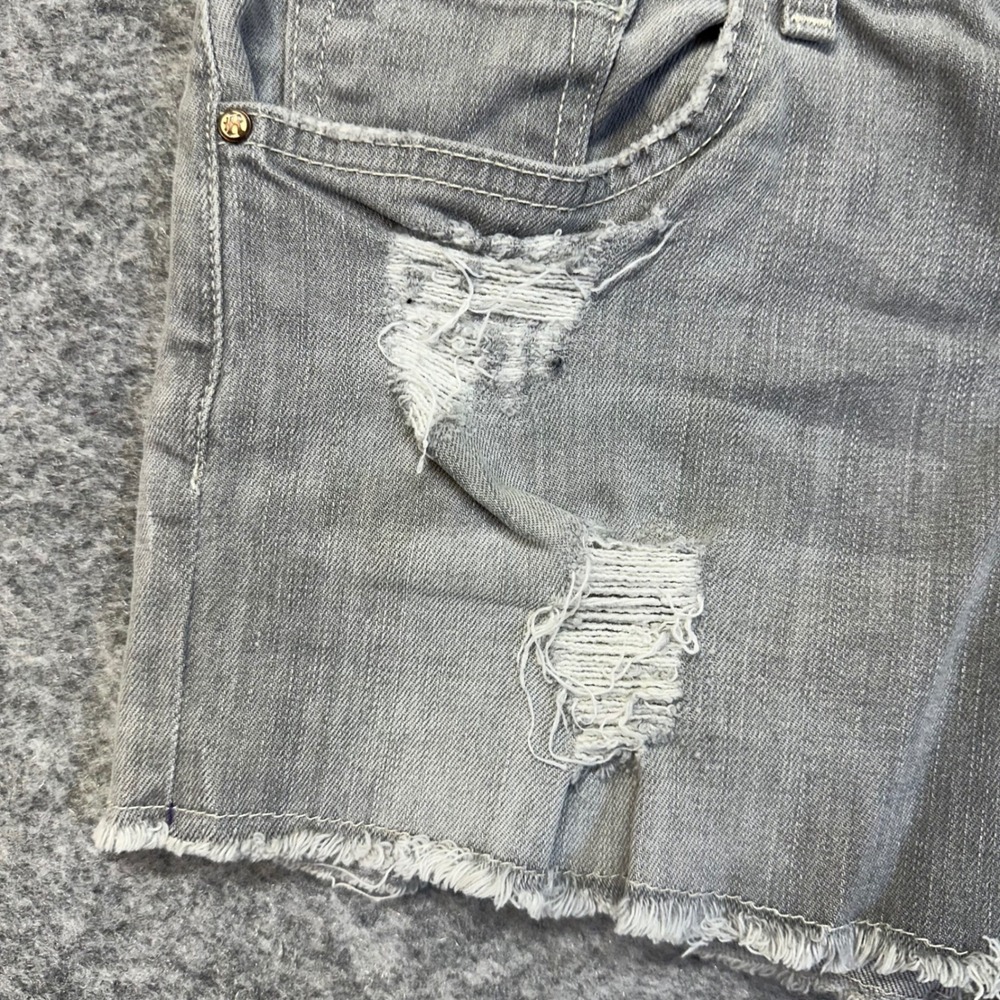 Rich & Skinny Denim Shorts Womens 34 Grey Good Distressed Button Fly Raw Hem - Picture 15 of 16